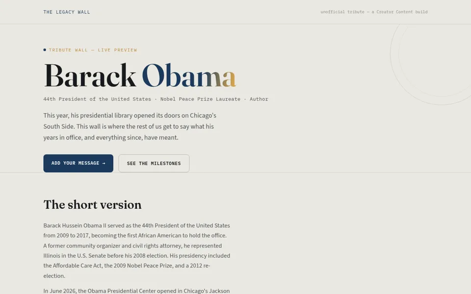 Barack Hussein Obama website
