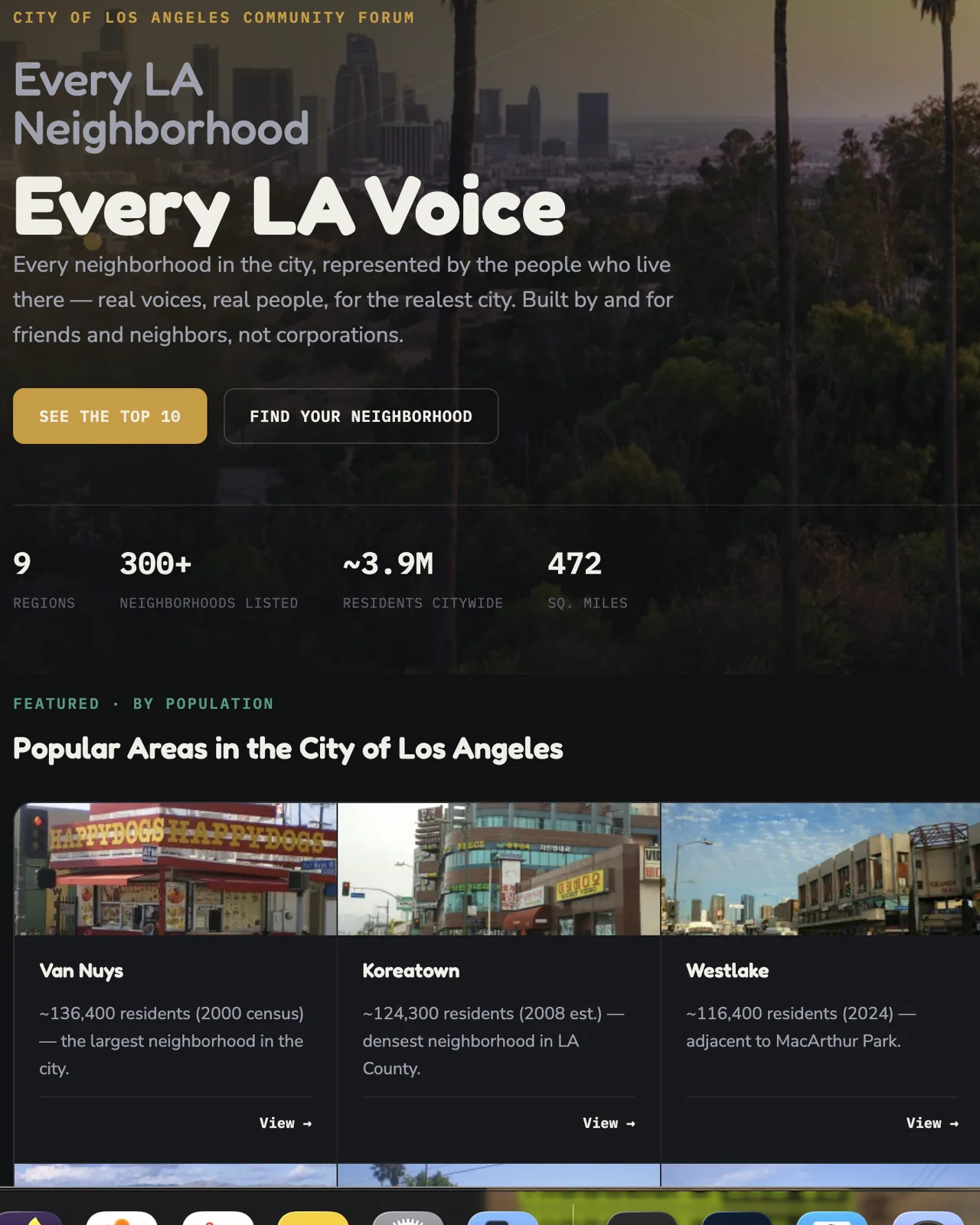 City of Los Angeles Community Forum homepage