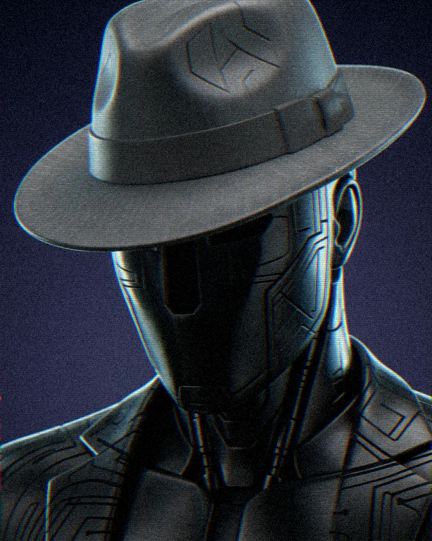 Grey hat: AI figure in a grey hat