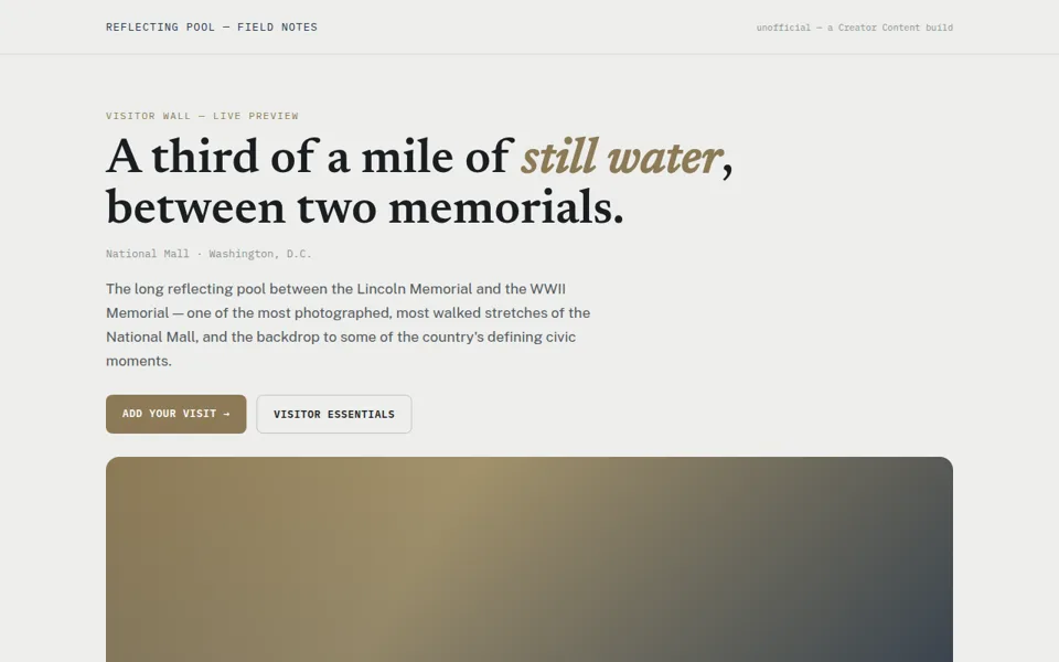 Lincoln Memorial Reflecting Pool website
