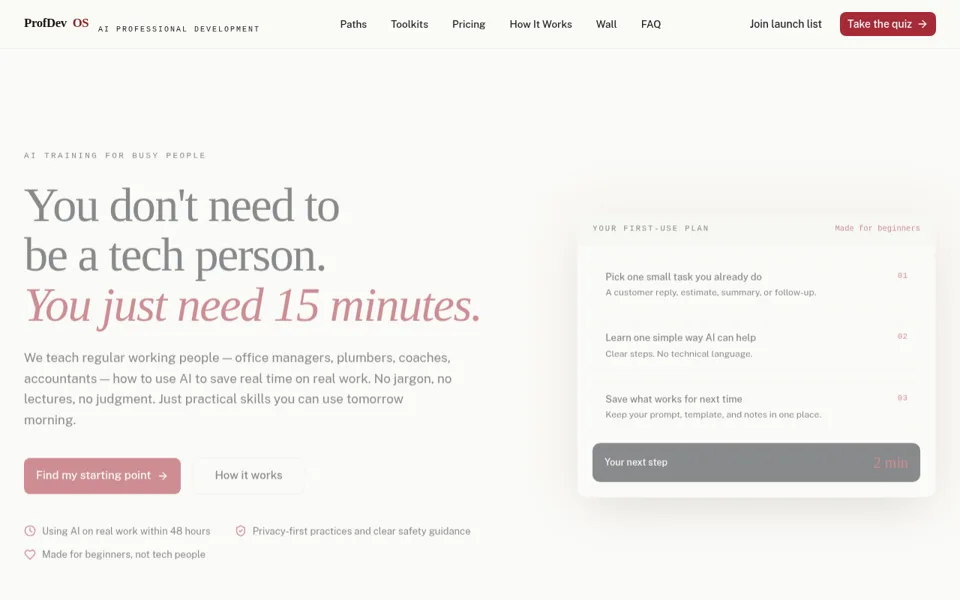 ProfDev AI website